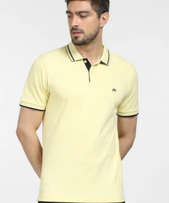 Light Yellow polo shirt with Black border embroidered logo